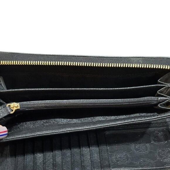 Michael Kors Full‎ Zip Around Black Leather Wallet Gold Hardware - Picture 4 of 5